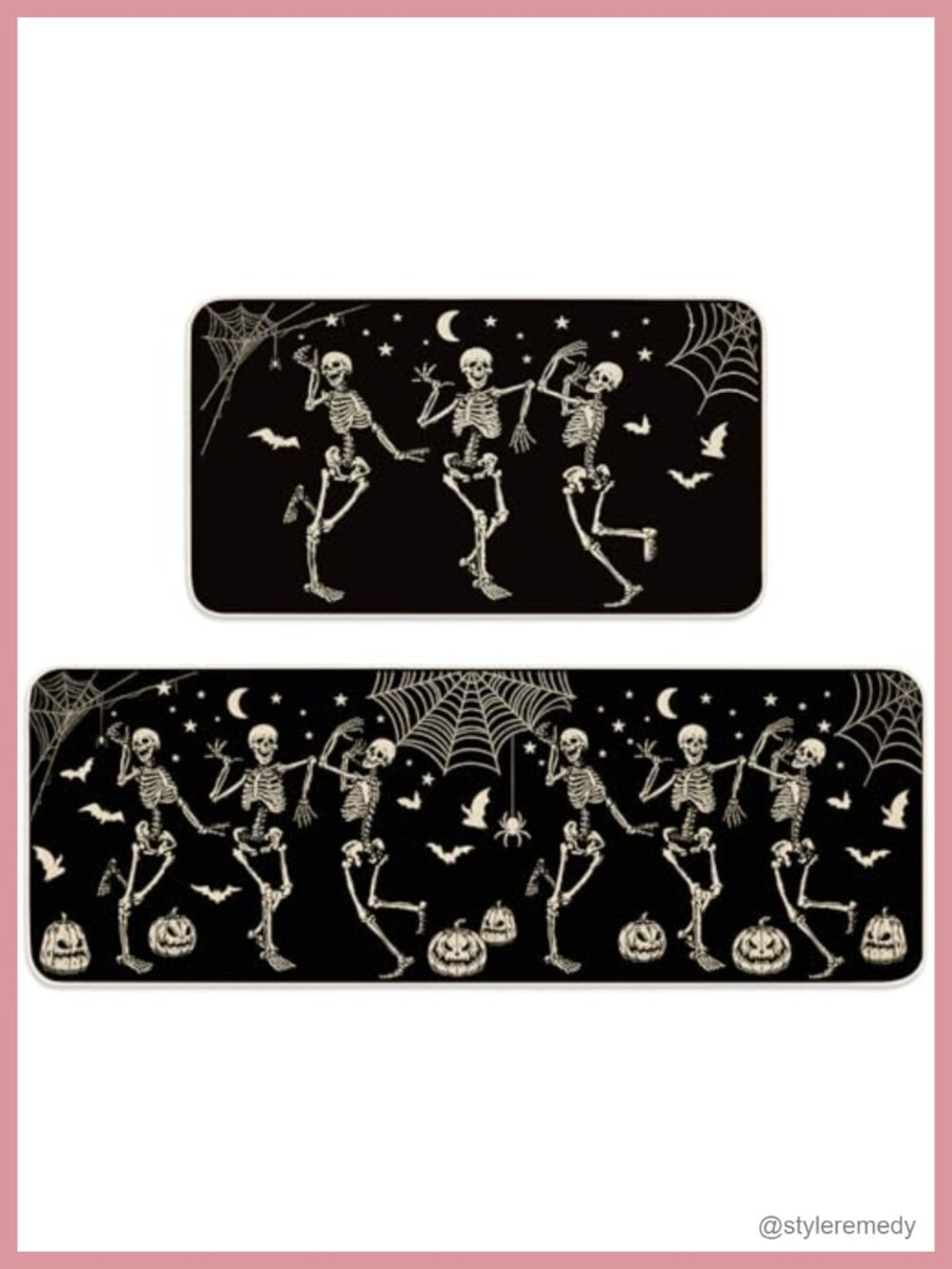 Halloween Skeleton Kitchen Mat Set 2 Non-Slip Rubber Backing